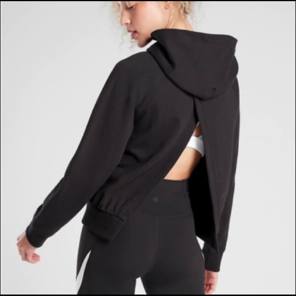 Athleta Black Open Back Hooded Sweatshirt XS